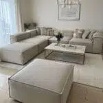 كنبة ركنة   و قماش كتان - بيج