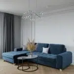 كنبة زاوية خشب سويدي و مخمل - ازرق