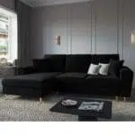 كنبة زاوية سويدي و مخمل - اسود