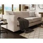 كنبة ثلاث مقاعد سويدي وكتان - بيج