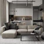 كنبة زاوية كتان وسويدي - بيج