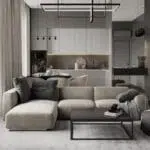 كنبة زاوية كتان وسويدي - بيج