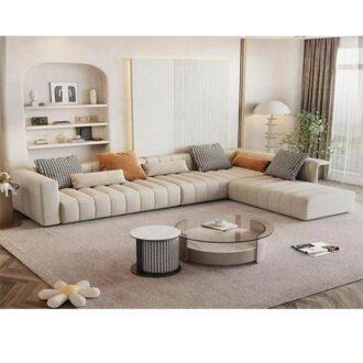 كنبة زاوية بيج فاتح, خيار مثالي لعشاق الهدوء, والفخامة في التصميم.