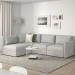 كنبة زاوية خشب سويدي و كتان - رمادي