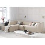 كنبة زاوية سويدي و مخمل - بيج