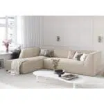 كنبة زاوية سويدي و مخمل - بيج