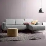 كنبة زاوية خشب سويدي و خيش - رمادي