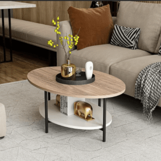 طاولة قهوة دائرية خشبية