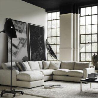 بات كنب حرف يو كتان بتصميم عصري وأنيق، يوفّر راحة استثنائية, ومساحة واسعة للاسترخاء.