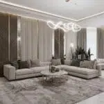 جوس كنب زاويه كتان, بتصميم عصري فاخر على شكل L، يوفر راحة مثالية بجلسات عائلية واسعة،