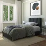 سرير من قماش مخمل - رمادي