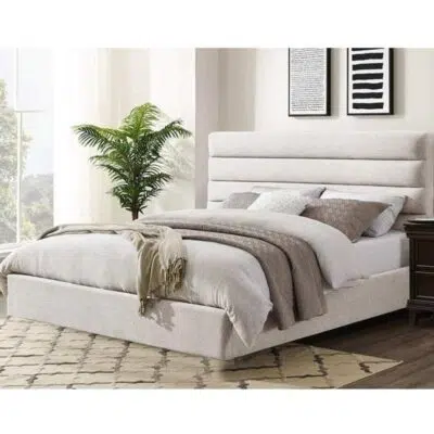 سرير قماش كتان بيج