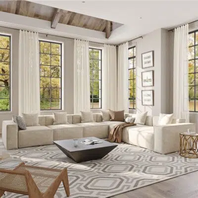 كنب زاويه ديور حرف يو عائلي, لمسة دافئة, راحة استثنائية, تصميم فاخر.