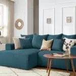 كنب زاوية باللون الأزرق زوسا، تصميم عصري، راحة استثنائية، ألوان مميزة.