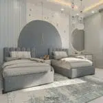 سرير مودرن رمادي, يضفي لمسة راقية, على ديكورك، مصنوع بجودة عالية, لضمان المتانة والراحة،