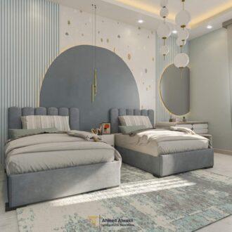 سرير مودرن رمادي, يضفي لمسة راقية, على ديكورك، مصنوع بجودة عالية, لضمان المتانة والراحة،