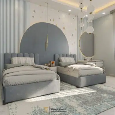 سرير مودرن رمادي, يضفي لمسة راقية, على ديكورك، مصنوع بجودة عالية, لضمان المتانة والراحة،