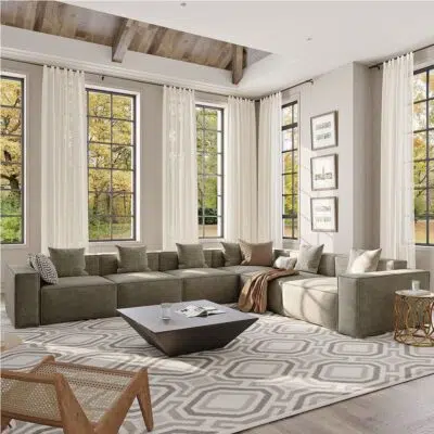 كنب زاويه ديور حرف يو عائلي, جودة عالية, إطلالة أنيقة, خامات متينة.