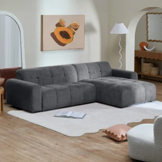 كنب زاوية بلون رمادي داكن