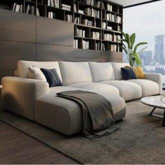 كنب زاويه حرف L, تصميم عصري, خامات فاخرة, راحة مثالية.