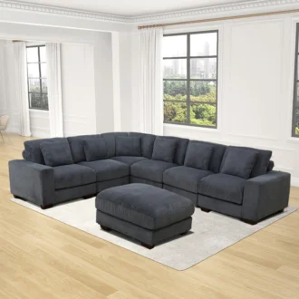 كنب زاوية حرف يو, تصميم راقٍ, تنجيد ناعم, خامة فاخرة.