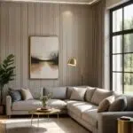 كنب زاوية من شانيل, تصميم فاخر, تنجيد مخملي, راحة مثالية.