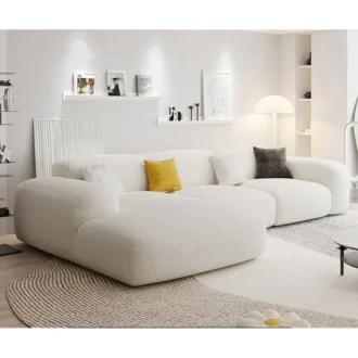 كنب زاوية بوكلية, تصميم عصري, راحة استثنائية, خامة ناعمة.