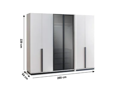 دولاب ملابس ميلانو 6 أبواب, تخزين ذكي ومظهر راقٍ يدوم خزانة ملابس عصرية،