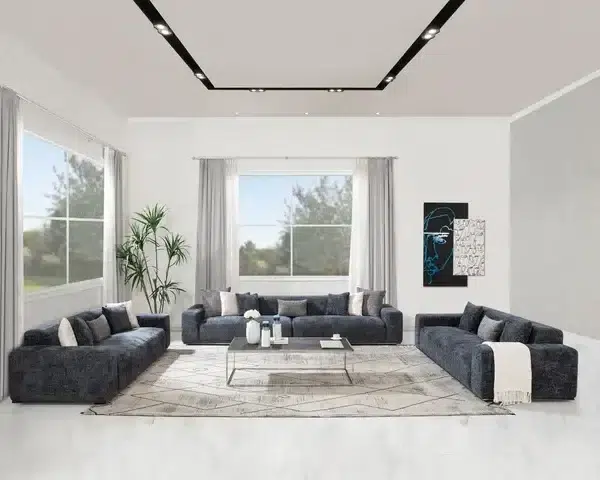 طقم كنب مكليتو الأزرق الملكي, تصميم فاخر ومريح لغرف المعيشة