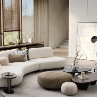 طقم كنب ڤيرين بيج شانيل, أنيق بتصميم عصري وفخم لغرف المعيشة