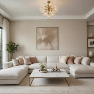 كنبة جرين مودرن ,ركنة حرف U توفر مساحة جلوس واسعة, للعائلة بتصميم عصري أنيق